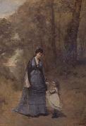 Jean Baptiste Camille  Corot Madame Stumpf et sa fille (mk11) Germany oil painting artist